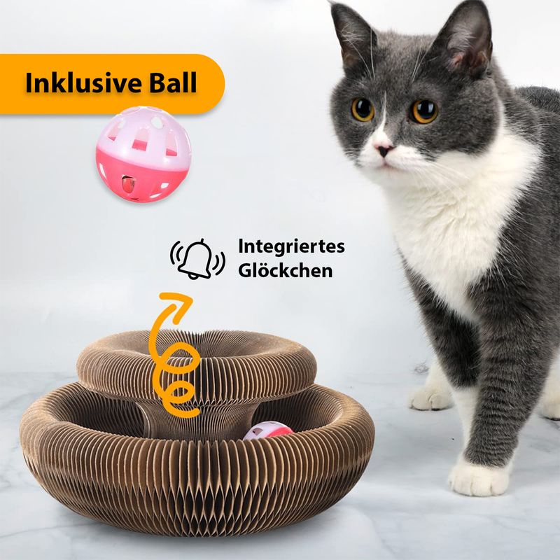 Katzen Kratzspielzeug 4er Set Kratzorgel Haustierspielzeug Ballspiel