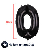 Folienballon Zahl 0 Zahlenballon Luftballon Heliumballon Schwarz 40cm