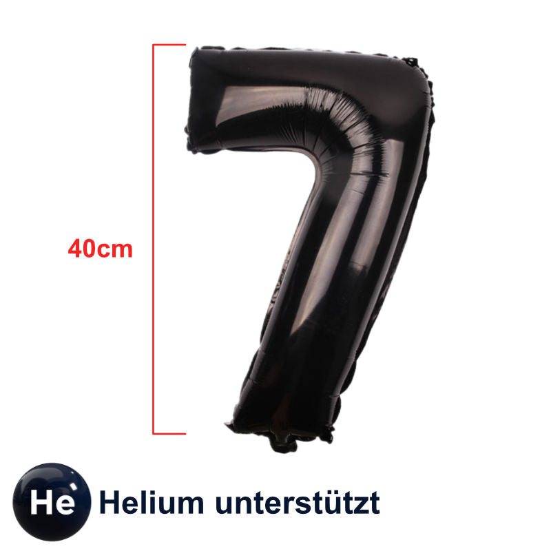 Folienballon Zahl 7 Schwarz Zahlenballon Heliumballon Luftballon 40cm
