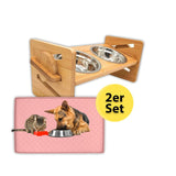 Doppelnapf mit Futternapfunterlage Fressnapf mit Bodenschoner Set