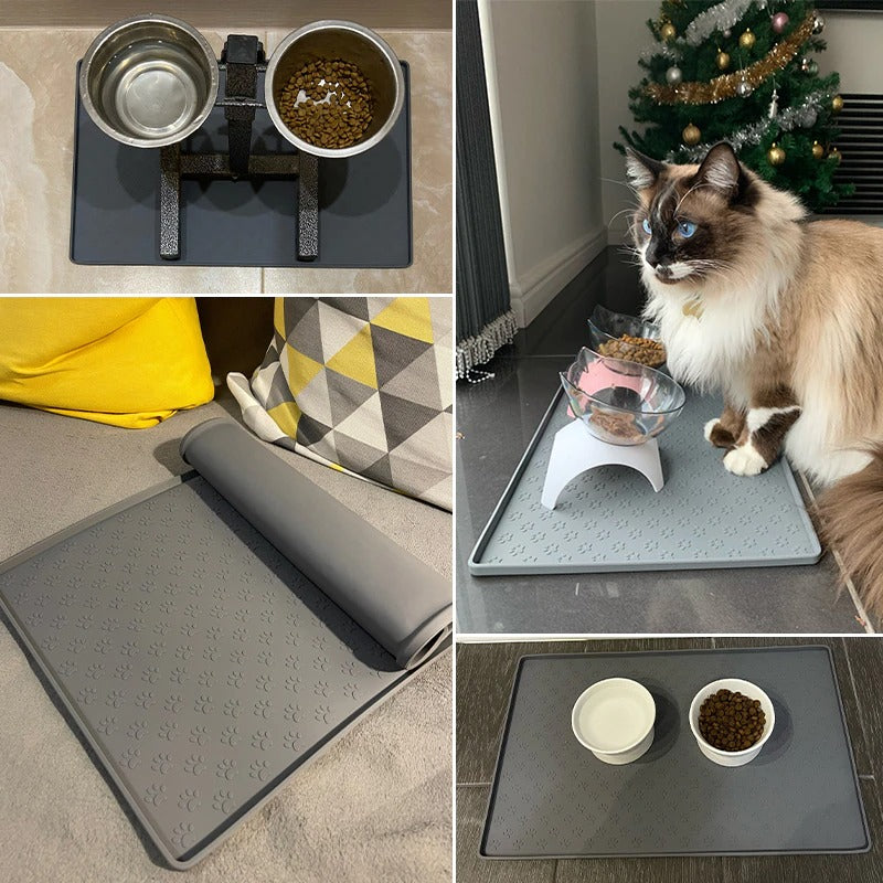 Doppelnapf mit Futternapfunterlage Fressnapf mit Bodenschoner Set