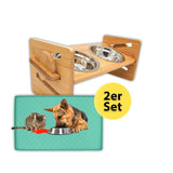 Doppelnapf Futternapf Fressnapf mit Silikonunterlage Bodenschoner Set