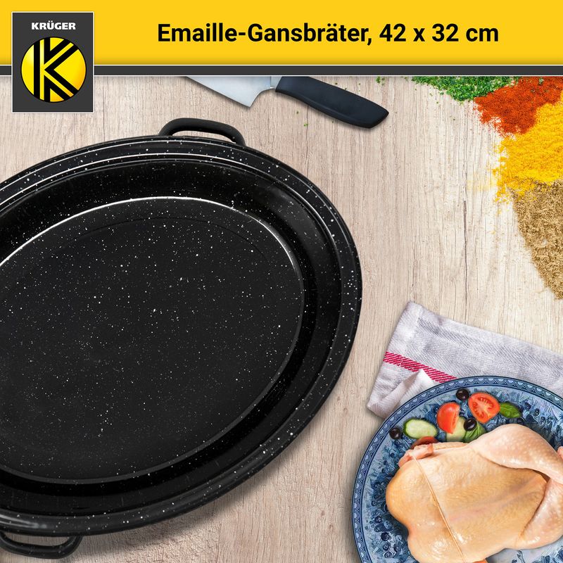 Emaille-Gansbräter Schmorbräter Bratschale Schmortopf Backofenform