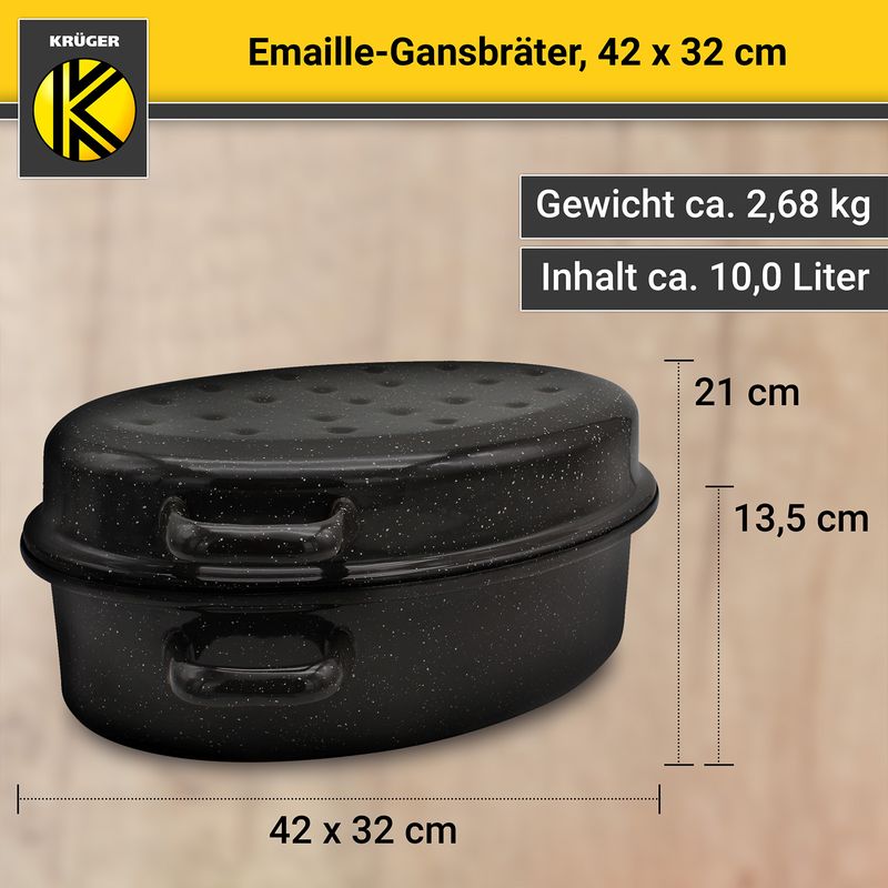 Emaille-Gansbräter Schmorbräter Bratschale Schmortopf Backofenform