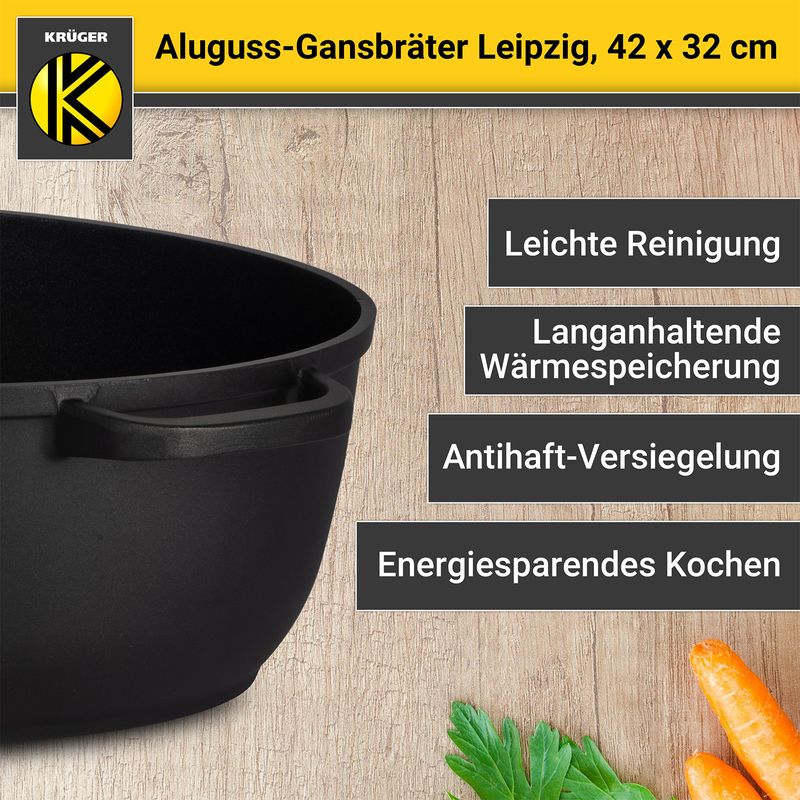 Aluguss-Gansbräter Backofenform Schmortopf Schmorbräter Bratschale