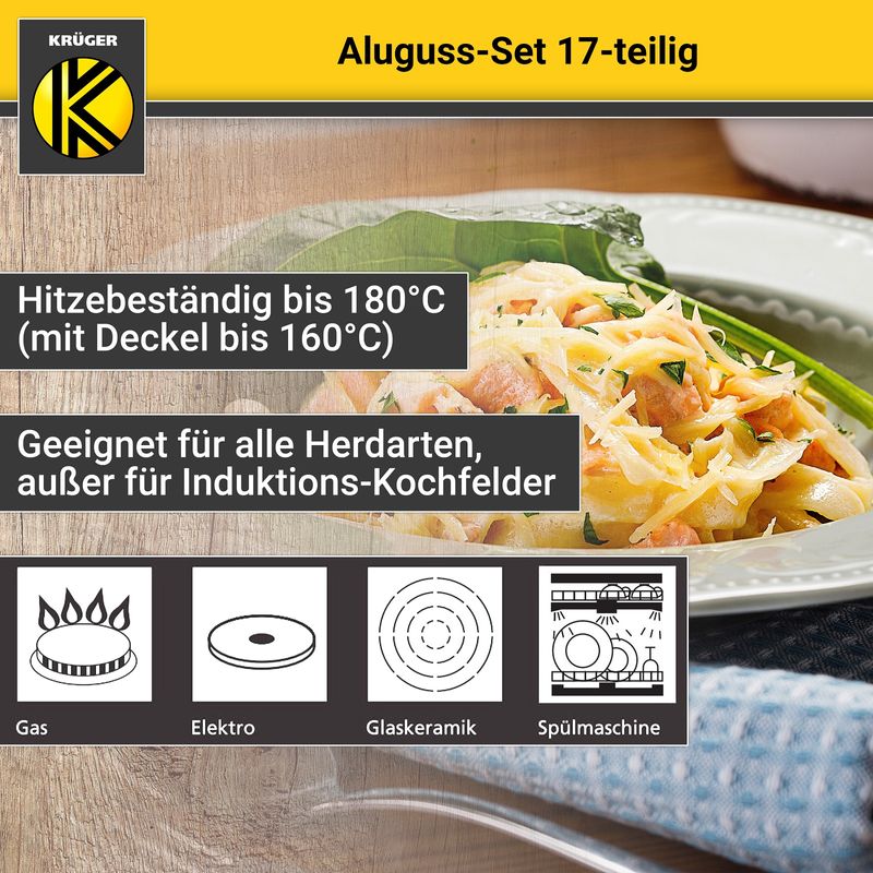 Set Kochtopf Pfanne Kochgeschirr Küchenhelfer Küchenutensilien Aluguss