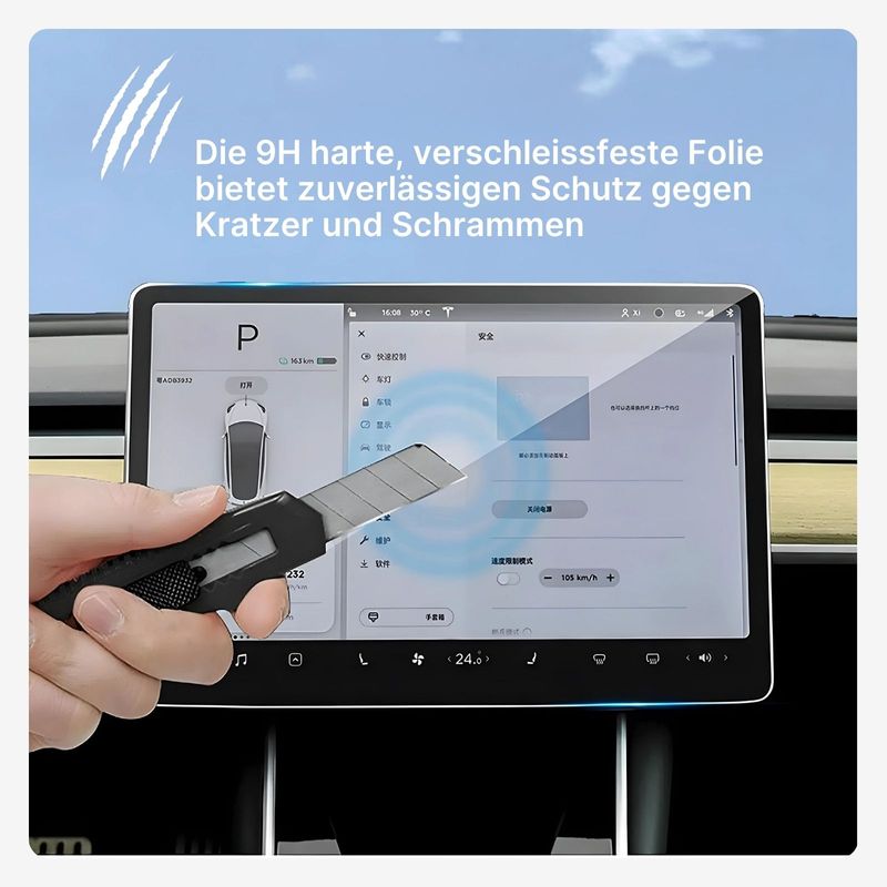 Alternative Bildschirmfolie Display Panzerglas kompatibel für Tesla Model 3 Y