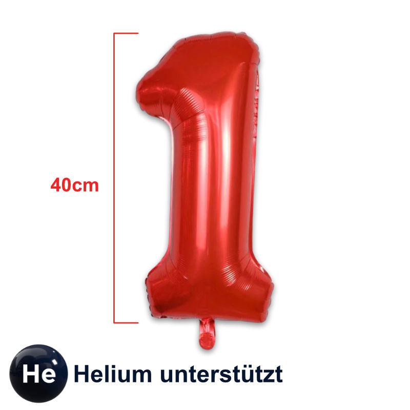 Folienballon Zahl 1 Zahlenballon Geburtstagsparty Ballon Rot 40cm