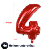Zahlenballon Zahl 4 Folienballon Geburtstagsparty Ballon Rot 40cm