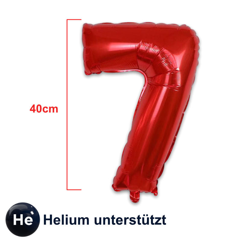 Folienballon Zahl 7 Zahlenballon Geburtstagsparty Ballon Rot 40cm