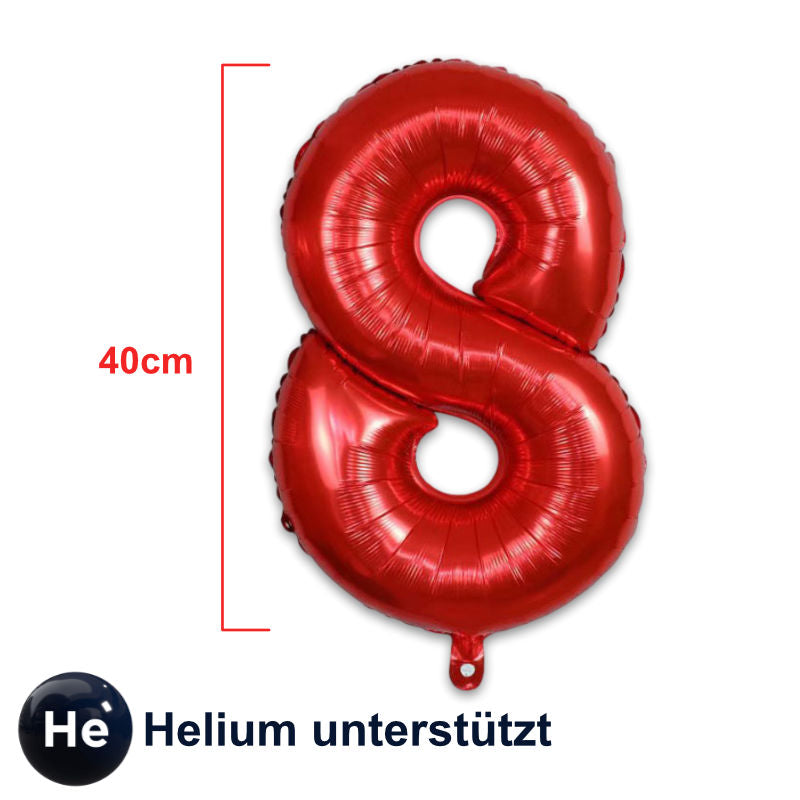Zahlenballon Zahl 8 Rot Folienballon Geburtstagsparty Ballon 40cm