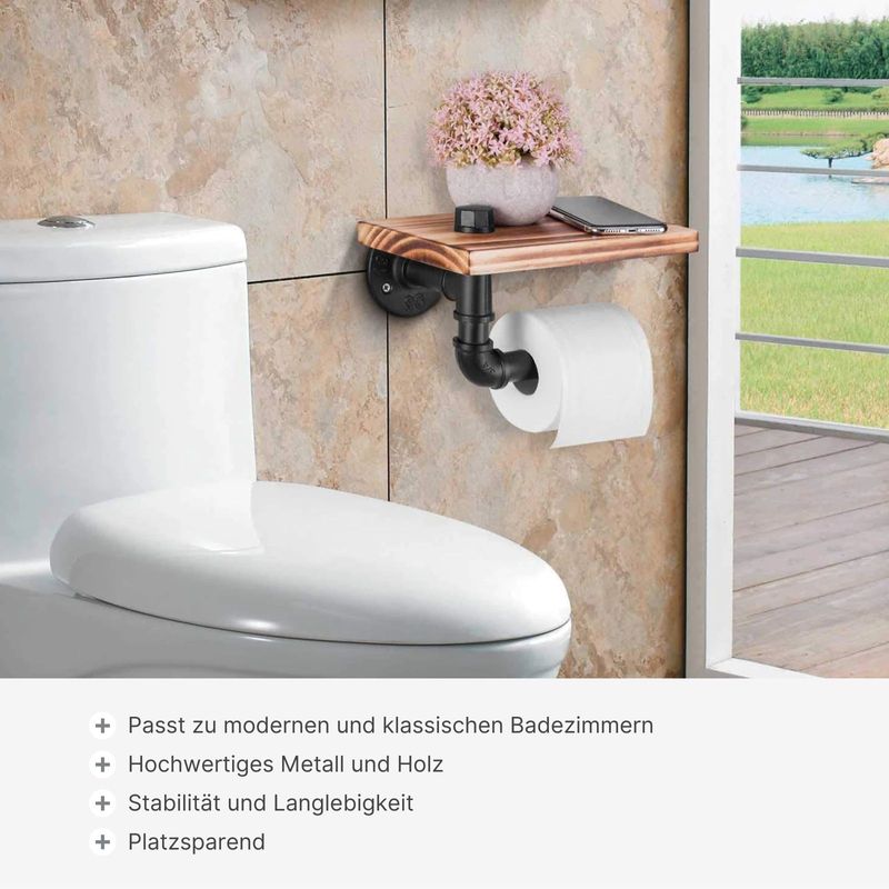 Toilettenpapierhalter rustikal Halterung Klopapier WC-Rollenhalter