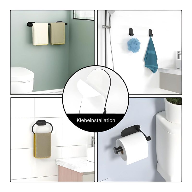 Bad Hardware Set 5-tlg Toilettenpapierhalter Handtuchhalter Wandhaken