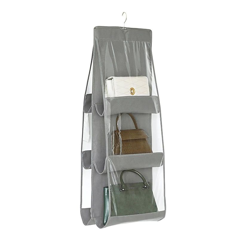 Hängende Aufbewahrungstasche Handtaschen Organizer 6 Fächer Grau