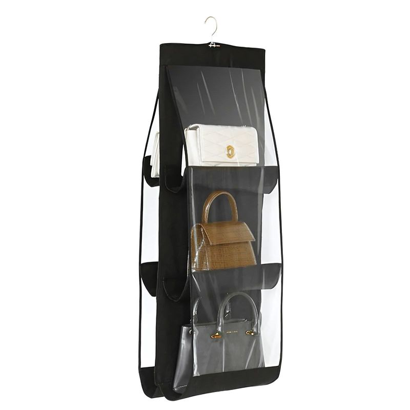 Handtaschen Organizer Hängende Aufbewahrungstasche 6 Fächer Schwarz