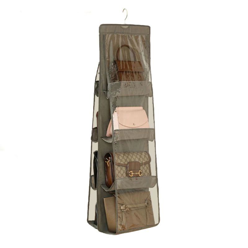 Handtaschen Organizer Hängende Aufbewahrungstasche 8 Fächer Grau