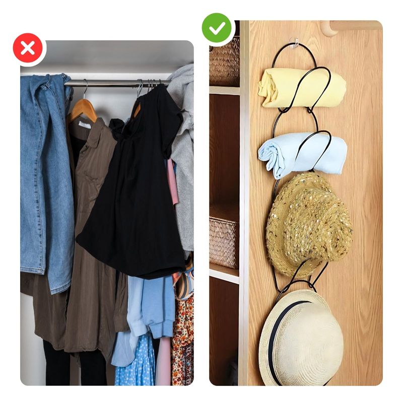 Hängegarderobe Türgarderobe Türhalterung für Hut Schal Handtasche Set