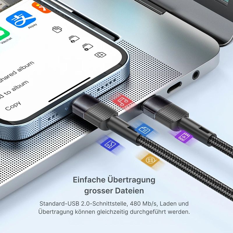 USB-C - USB-C Ladekabel Datenkabel Schnellladekabel