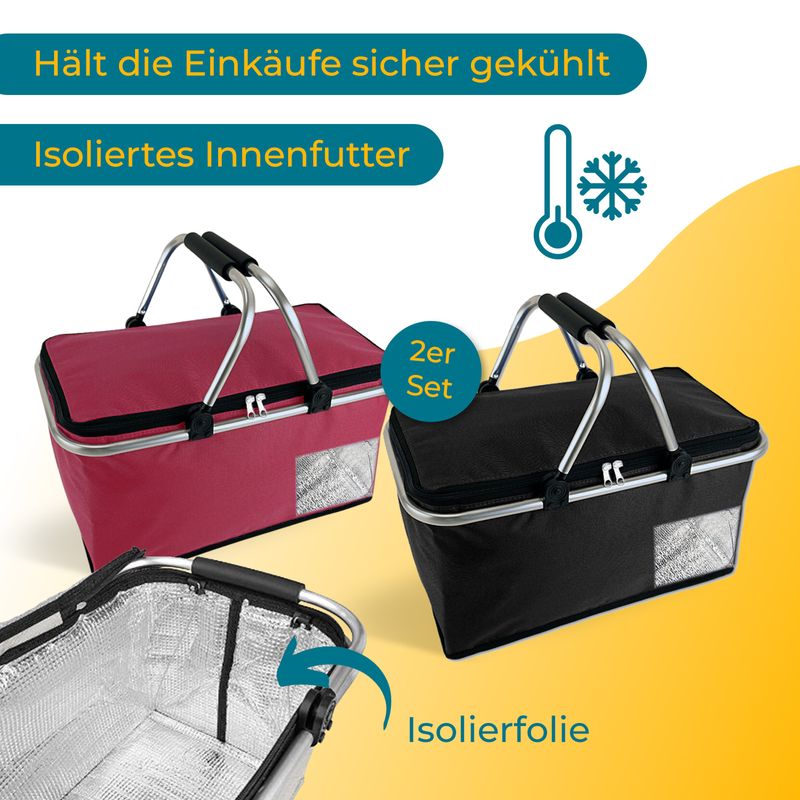 Einkaufskorb Set Thermo-Einkaufskorb Tragekorb Kühlkorb Carrybag