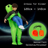 Alien Kostüm Kinder 120–140cm – mit Lüfter & Batteriekasten
