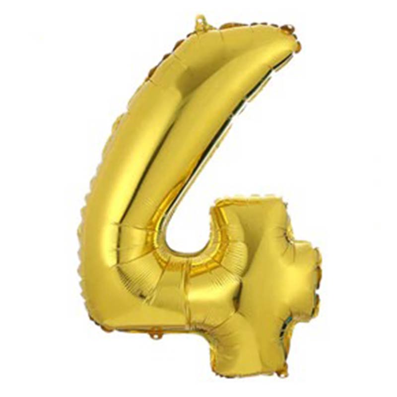 Folienballon Zahl 4 Golden Zahlenballon 72cm