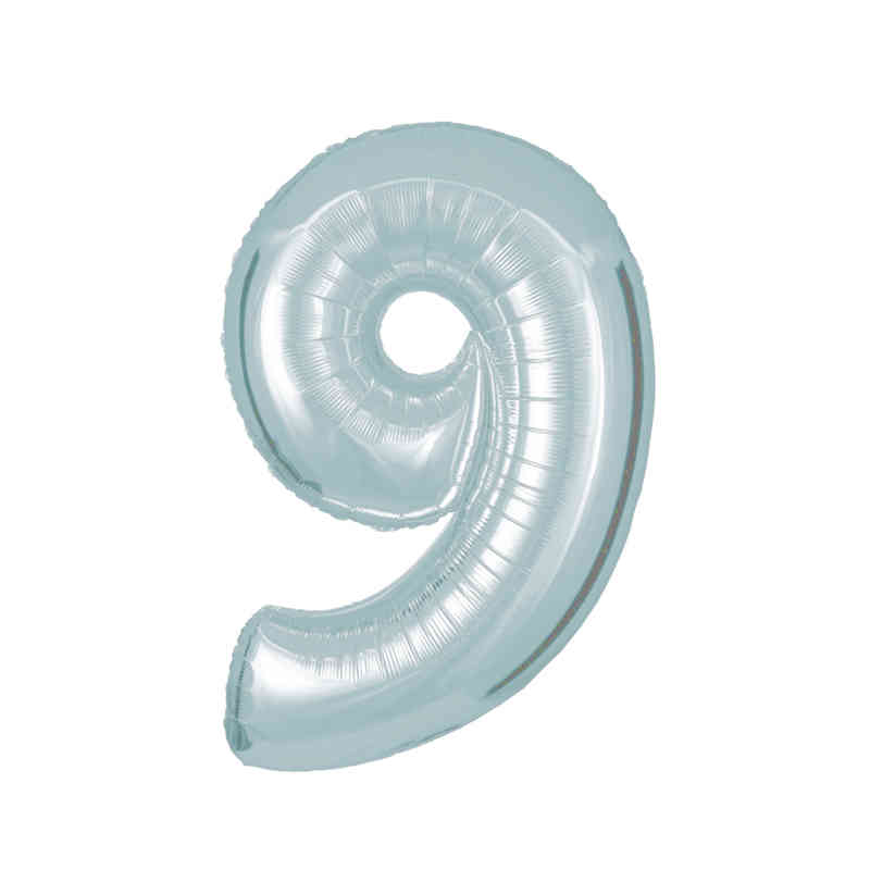 Zahlenballon Zahl 9 Folienballon Chrom 72cm