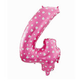 Zahlenballon Zahl 4 Folienballon Pink mit Herzen 72cm