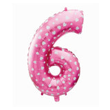 Zahlenballon Zahl 6 Folienballon Pink mit Herzen 72cm
