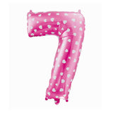 Folienballon Zahl 7 Pink mit Herzen Zahlenballon 72cm