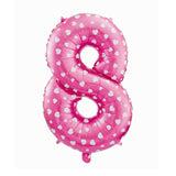 Zahlenballon Zahl 8 Pink mit Herzen Folienballon 72cm
