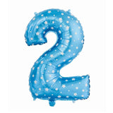 Zahlenballon Zahl 2 Folienballon Blau mit Sternen 72cm