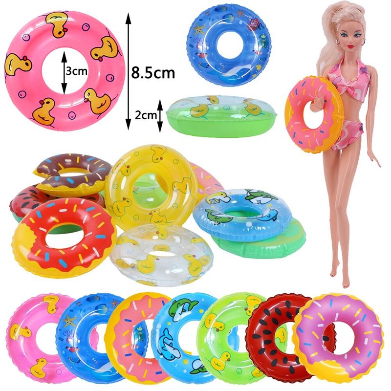 Schwimmringe 5 Stück Set für Barbie Pink Enten Muster Zubehör