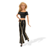 Mode Hose und Top für Barbie Puppen Retro Collection Schwarz Gold