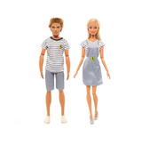 Ken und Barbie Kleider Paarweise Set Mode Casual Grau Weiss