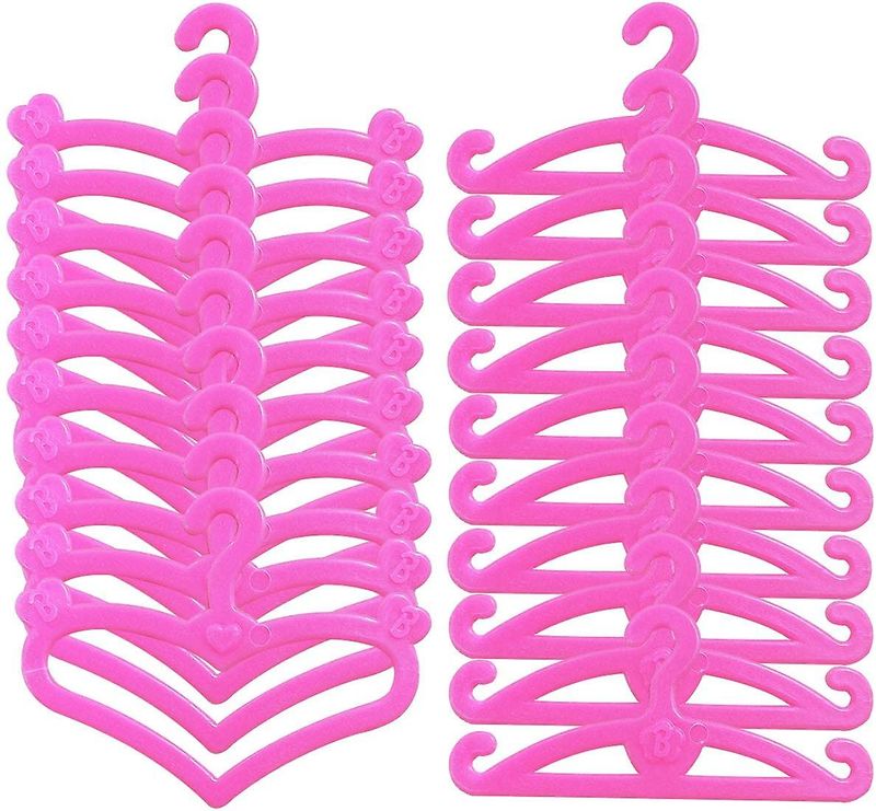 20 Stück Kleiderbügel für Barbie Puppenkleideraufhänger pink Zubehör