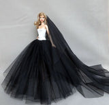 Hochzeitskleid Mode für Barbie Puppen Kleider Zubehör Schwarz Weiss