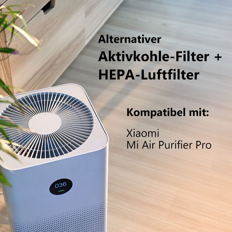 Alternatives HEPA- & Aktivkohlefilter-Set zu Xiaomi Mi Air Purifier Pro