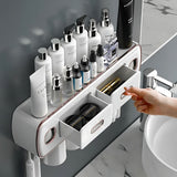 Multifunktionaler Zahnbürstenhalter mit Schublade Zahnpastaspender Set