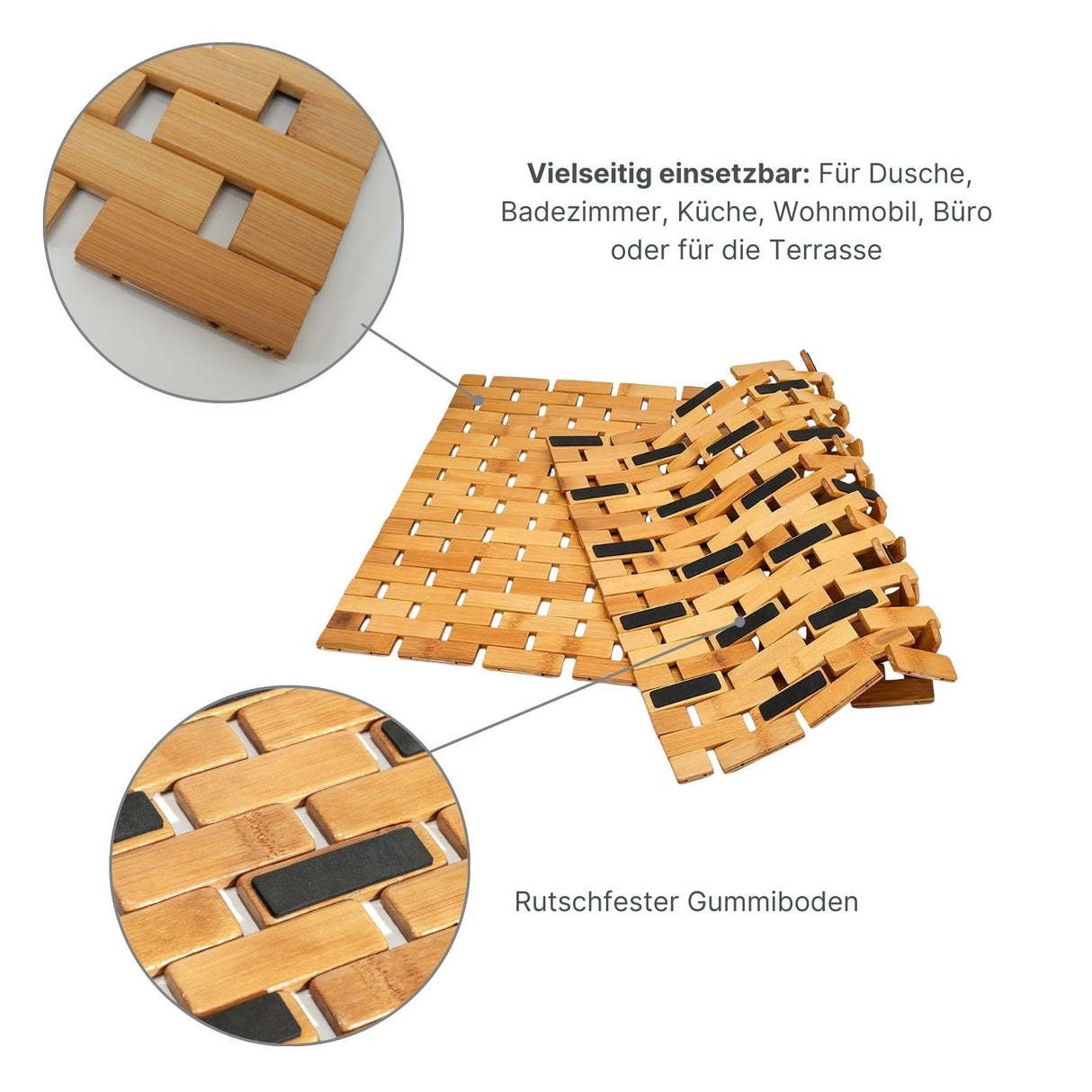 Bamboo Fussmatte Bambus Badteppich Badematte Badezimmerläufer