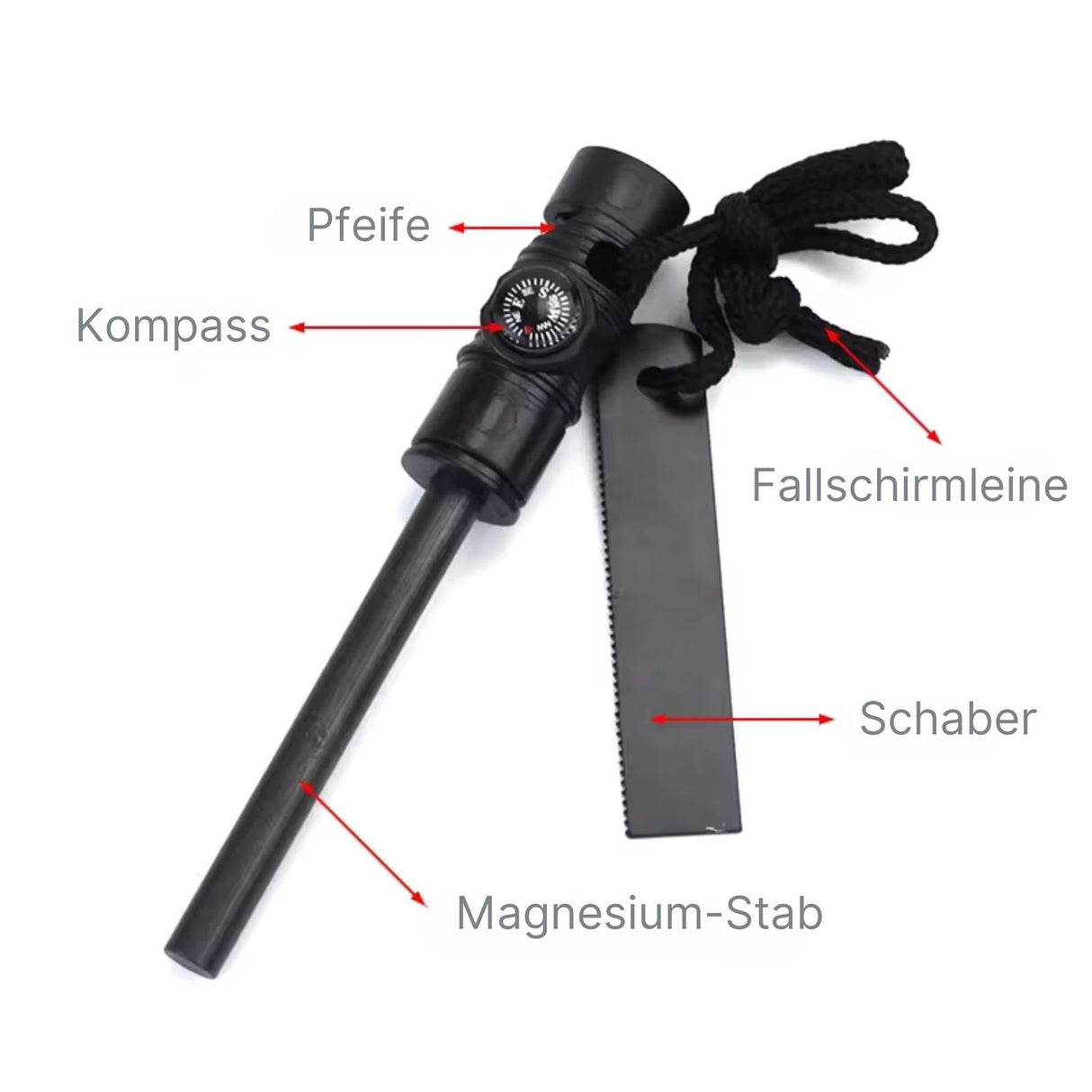 3in1 Feuerstarter-Kit Zündstahl Magnesium-Feuerstahl Feuerstein