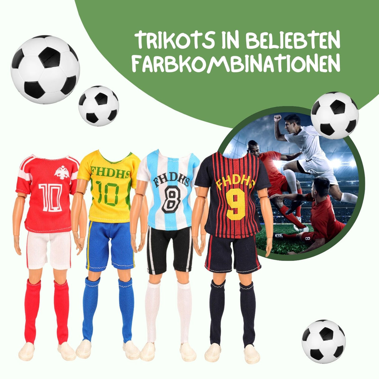 Ken Barbie 4er Set für Puppen Collection Motto Fussball
