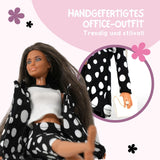 Büro Mode Outfit für Barbie Puppen Collection Kleider Weiss Schwarz