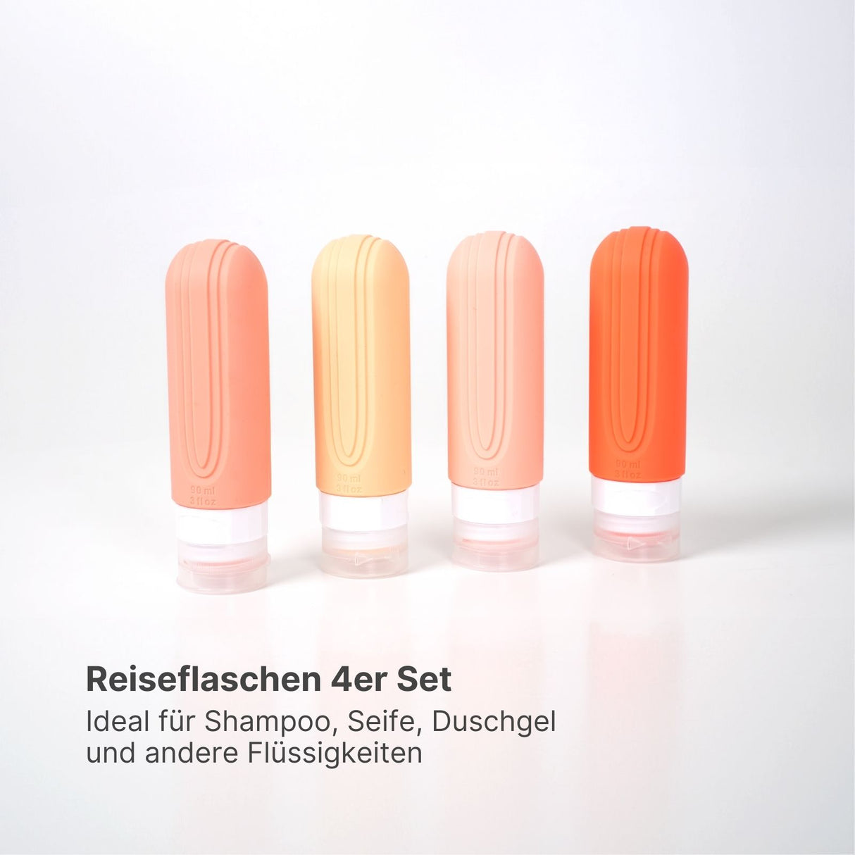4er Set Quetschflaschen Shampoo-Behälter Squeeze-Flasche Reiseflaschen Silikonbehälter