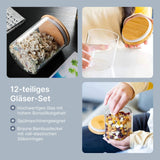 12-teiliges Gläser-Set Aufbewahrungsglas Glasbehälter Vorratsglas