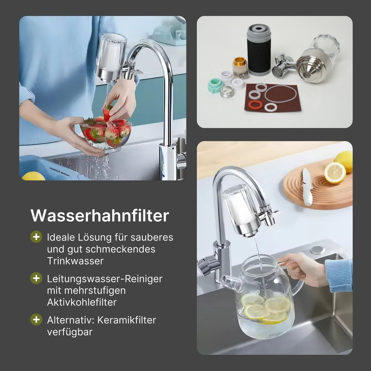 Wasserhahnfilter Leitungswasser-Reiniger Küchenarmatur-Wasserfilter