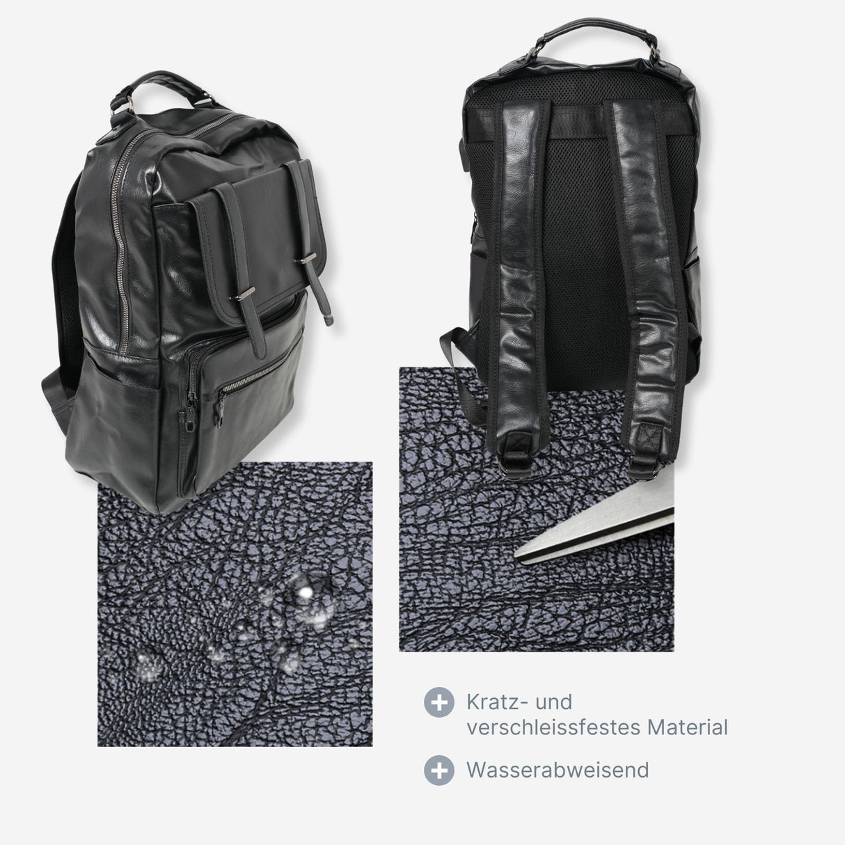 Laptop-Rucksack Tagesrucksack Business-Rucksack PU-Lederrucksack