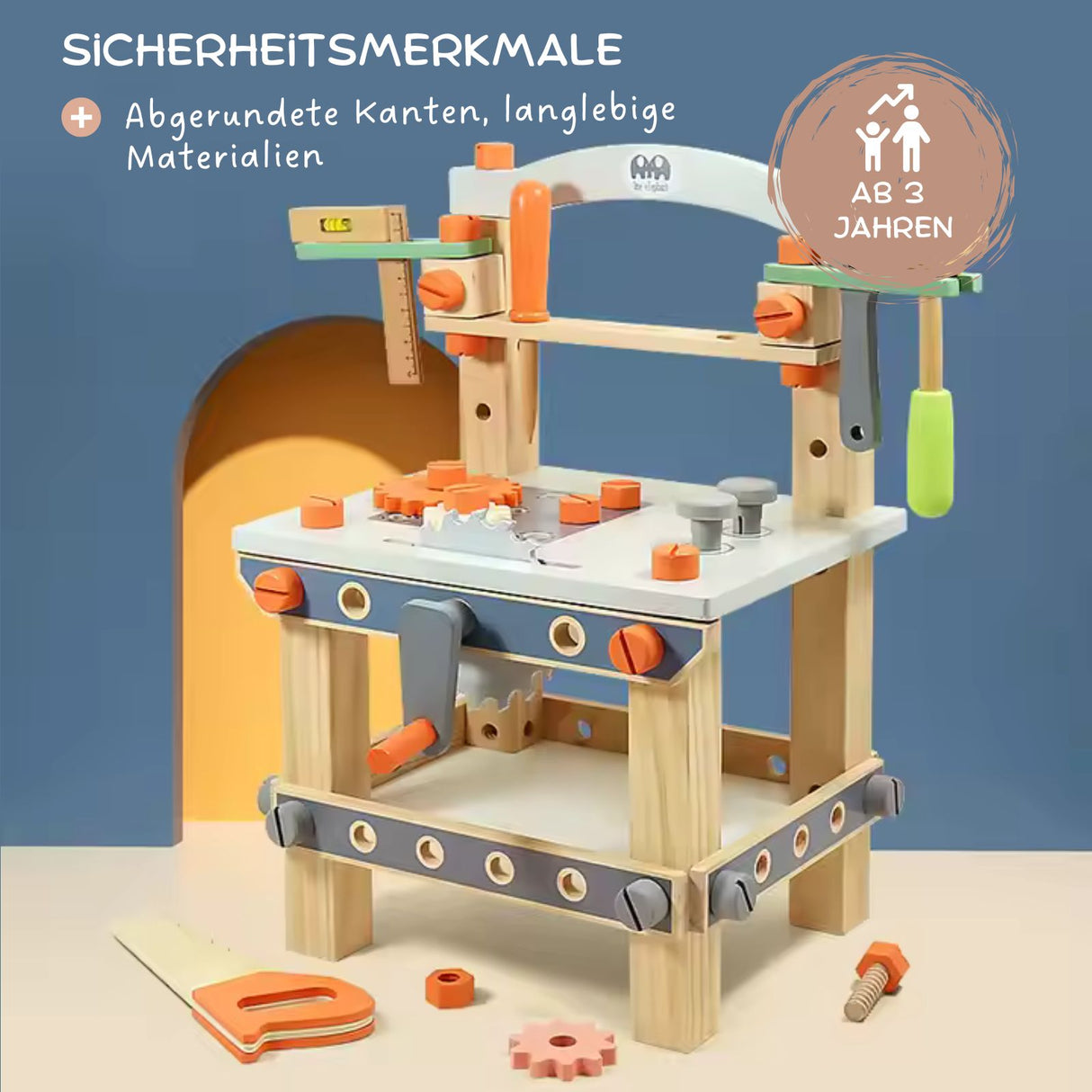 Werkbank-Set aus Holz für Kinder Spielzeugset Holzspielzeug Werkzeugset