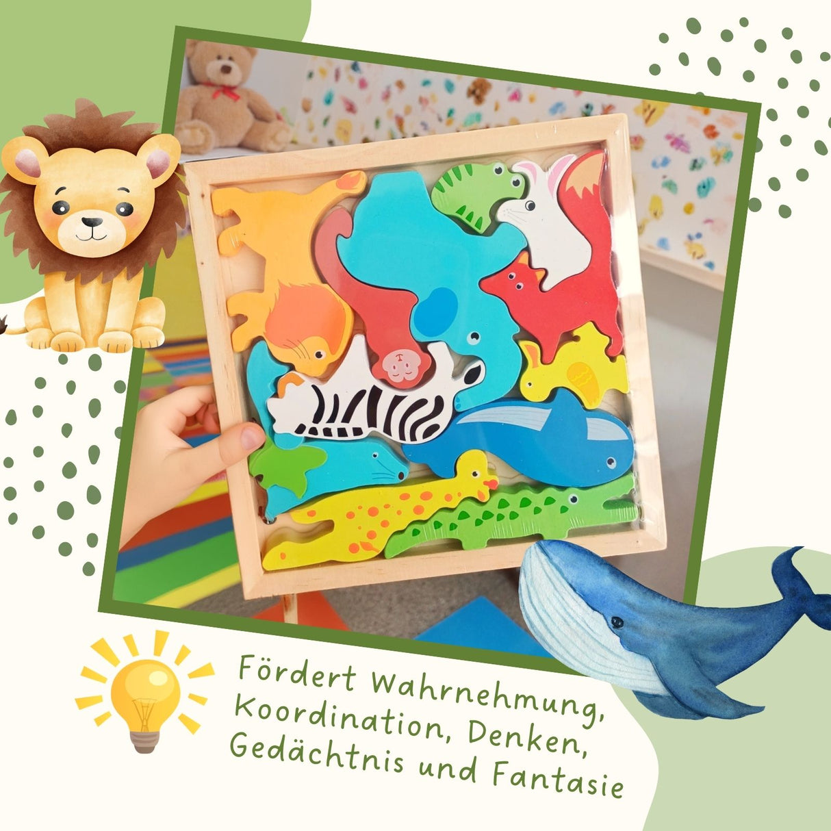 Tierpuzzle für Kleinkinder Holz-Puzzle Bildungsspielzeug