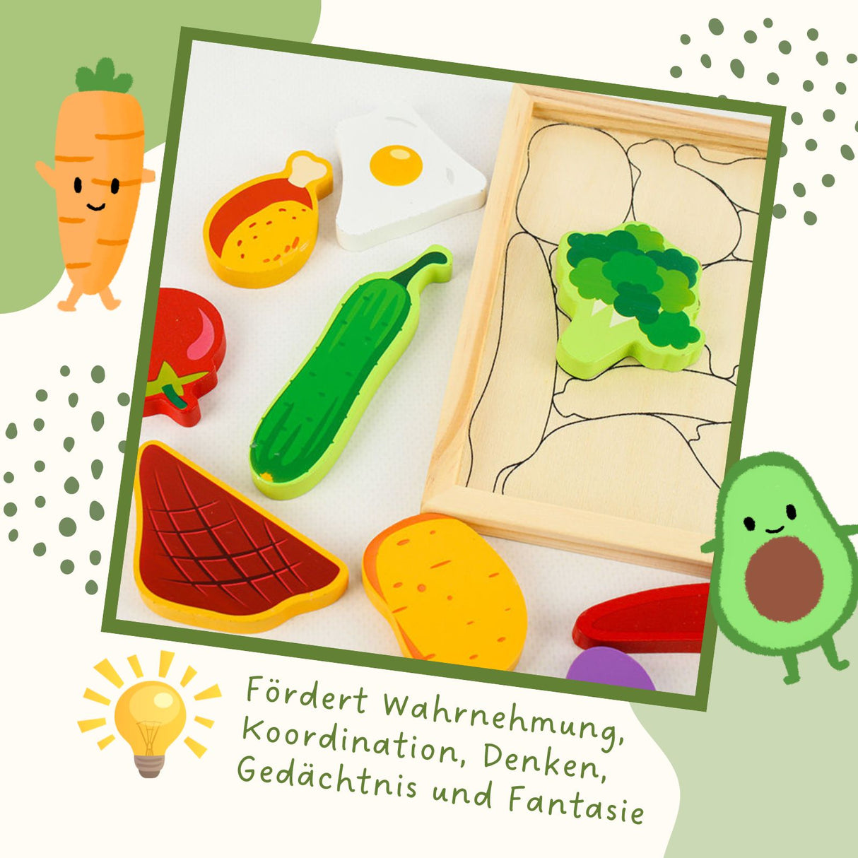 Holz-Puzzle für Kleinkinder Lebensmittelpuzzle Bildungsspielzeug