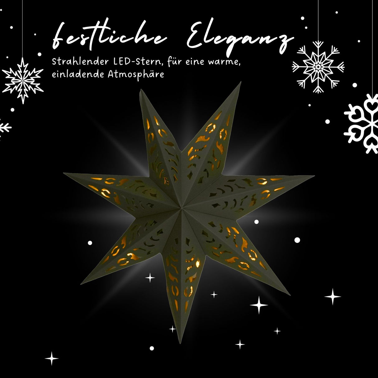 LED Beleuchtung Faltstern Weihnachtsstern Leuchtstern Hanging Star Laterne
